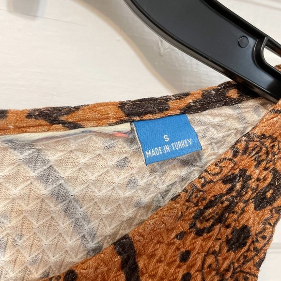 FARM RIO for Anthropologie Waffle Knit Alyse Midi Dress Orange Black Brown Small - Picture 11 of 11